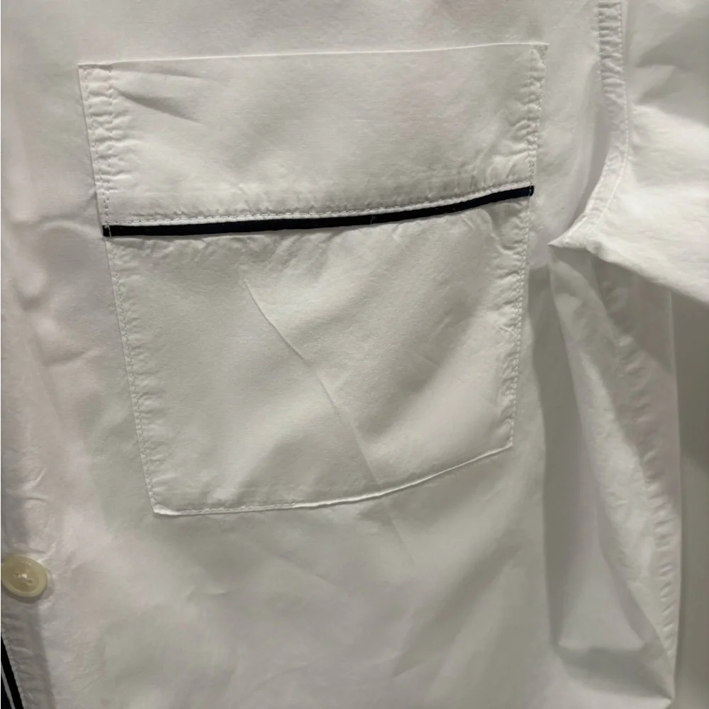 J Crew white nightshirt black trim cotton size S long sleeve button down front